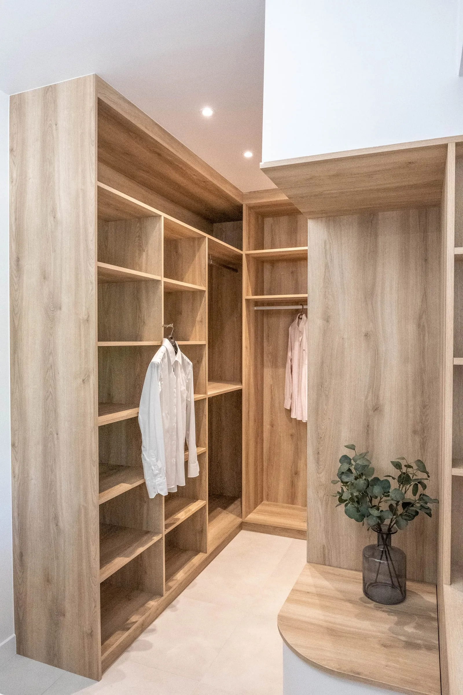 Dressing en chêne, chemise suspendue et plante, D1, Toulouse